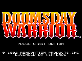 Doomsday Warrior title screen for Super Nintendo